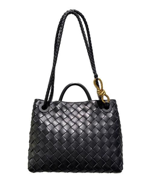 BOTTEGA VENETA（ボッテガベネタ）BOTTEGA VENETA (ボッテガベネタ) イントレチャート アンディアーモ スモール ハンドバッグ ブラック サイズ:スモールの古着・服飾アイテム