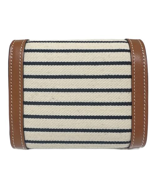 CELINE（セリーヌ）CELINE (セリーヌ) トリオンフ コンパクトウォレット/3つ折り財布 ホワイト×ブラック×ブラウンの古着・服飾アイテム