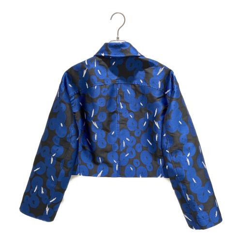 JIL SANDER NAVY（ジルサンダー ネイビー）JIL SANDER NAVY (ジルサンダー ネイビー) 総柄クロップドジャケット ブルー×ブラック サイズ:36の古着・服飾アイテム