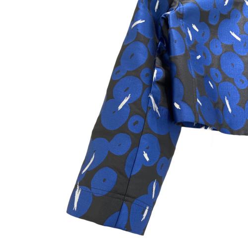 JIL SANDER NAVY（ジルサンダー ネイビー）JIL SANDER NAVY (ジルサンダー ネイビー) 総柄クロップドジャケット ブルー×ブラック サイズ:36の古着・服飾アイテム