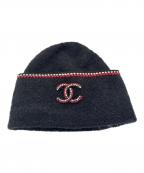 CHANELシャネル）の古着「ココマーク カシミヤ混ニット帽」｜ブラック
