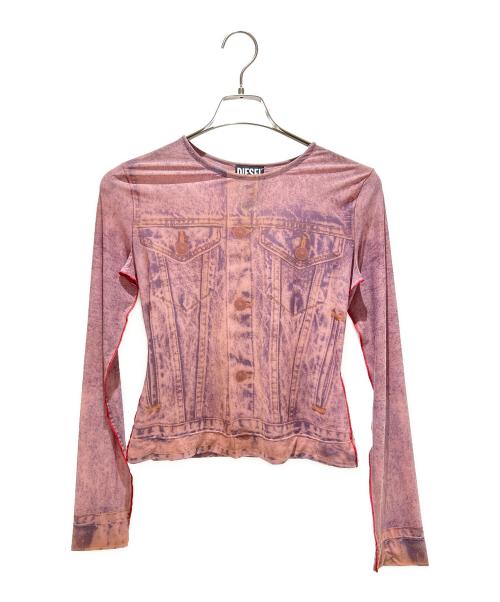 DIESEL（ディーゼル）DIESEL (ディーゼル) Denim Motif Second Skin Top/デニムモチーフ セカンドスキン/T-CLAU-D1 パープル サイズ:Ｍの古着・服飾アイテム
