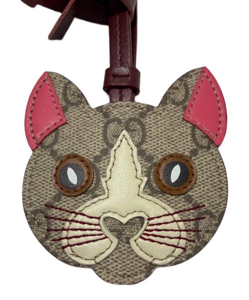 GUCCI（グッチ）GUCCI (グッチ) キャットシェイプチャームGGスプリームストラップ/バッグチャーム ブラウンの古着・服飾アイテム