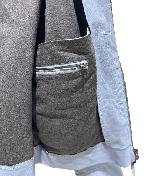 BOSS（ボス）BOSS (ボス) シングルレザージャケット スカイブルー サイズ:52の古着・服飾アイテム