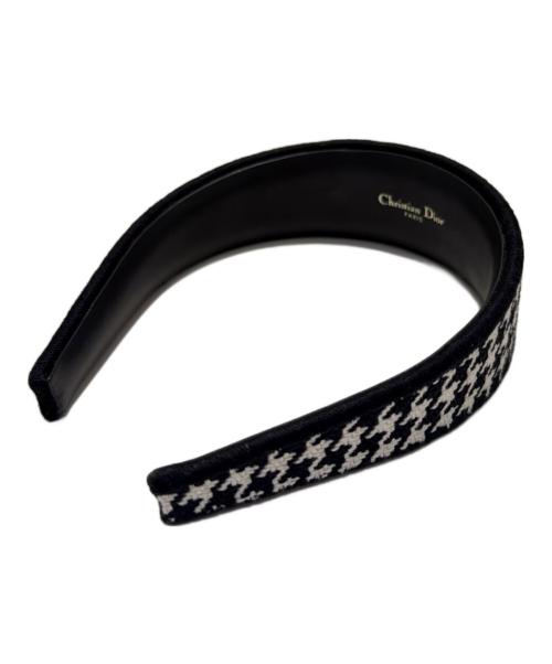 Christian Dior（クリスチャン ディオール）Christian Dior (クリスチャン ディオール) 千鳥柄カチューシャ/35HBP988X132 ブラック×ホワイトの古着・服飾アイテム