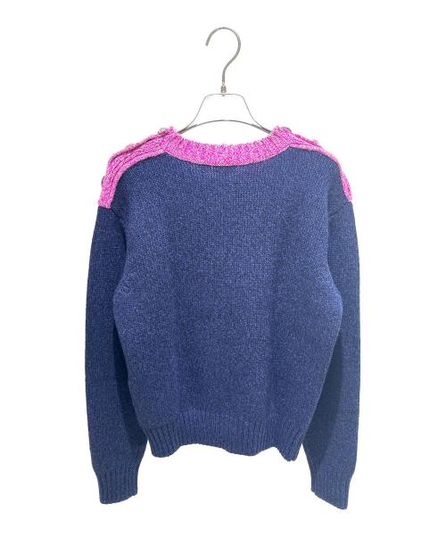 CHANEL（シャネル）CHANEL (シャネル) CC Logo Cashmere Knit Sweater/ココマークカシミヤニット/P73911K10586 ネイビー×ピンク サイズ:36の古着・服飾アイテム