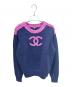 CHANEL（シャネル）の古着「CC Logo Cashmere Knit Sweater/ココマークカシミヤニット/P73911K10586」｜ネイビー×ピンク