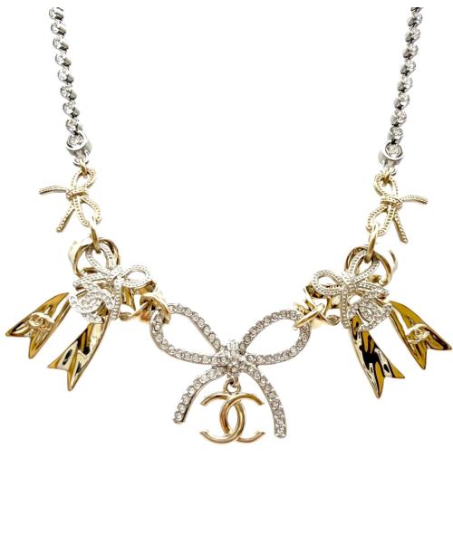 CHANEL（シャネル）CHANEL (シャネル) Ribbon motif necklace/リボンモチーフネックレス/ABH584 B22434 U4561 シャンパンゴールドの古着・服飾アイテム