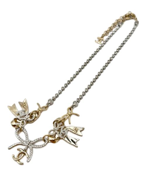 CHANEL（シャネル）CHANEL (シャネル) Ribbon motif necklace/リボンモチーフネックレス/ABH584 B22434 U4561 シャンパンゴールドの古着・服飾アイテム