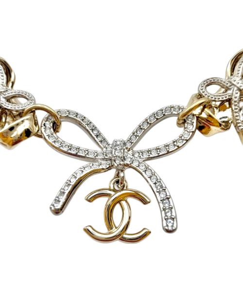 CHANEL（シャネル）CHANEL (シャネル) Ribbon motif necklace/リボンモチーフネックレス/ABH584 B22434 U4561 シャンパンゴールドの古着・服飾アイテム