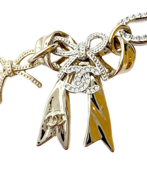 CHANEL（シャネル）CHANEL (シャネル) Ribbon motif necklace/リボンモチーフネックレス/ABH584 B22434 U4561 シャンパンゴールドの古着・服飾アイテム