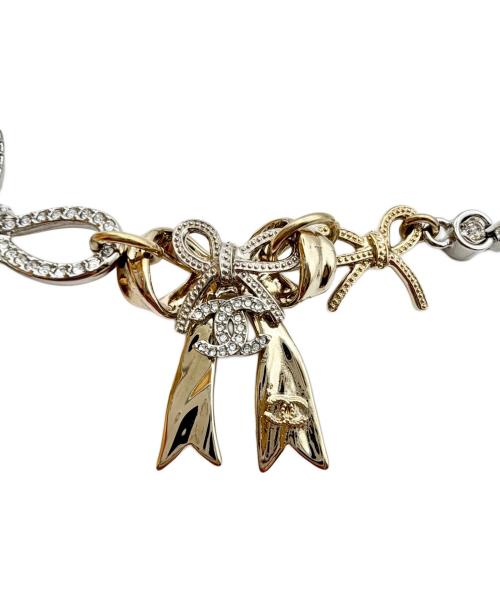 CHANEL（シャネル）CHANEL (シャネル) Ribbon motif necklace/リボンモチーフネックレス/ABH584 B22434 U4561 シャンパンゴールドの古着・服飾アイテム