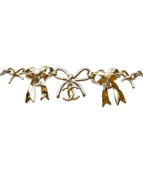 CHANEL（シャネル）CHANEL (シャネル) Ribbon motif necklace/リボンモチーフネックレス/ABH584 B22434 U4561 シャンパンゴールドの古着・服飾アイテム
