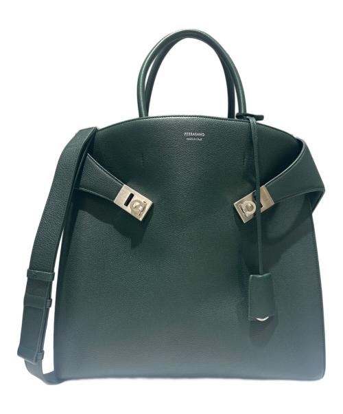 Ferragamo（フェラガモ）Ferragamo (フェラガモ) Hug トートバッグ グリーンの古着・服飾アイテム
