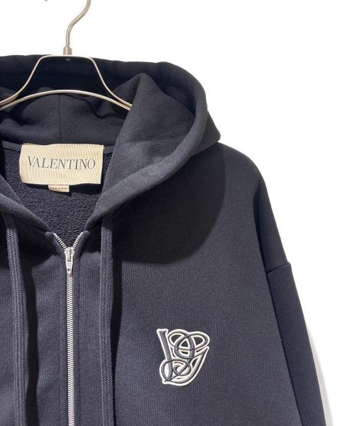 VALENTINO（ヴァレンティノ）VALENTINO (ヴァレンティノ) ロゴ刺繍ジップアップパーカー/7V3MF29PB36 ブラック サイズ:Lの古着・服飾アイテム