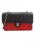 CHANELシャネル）の古着「Matelassé 25 Bi-color Chain Shoulder Bag/マトラッセ25 バイカラーチェーンショルダーバッグ」｜ブラック×レッド