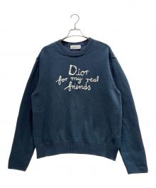 Dior×Hylton Nel（ディオール）の古着「Front Logo Cotton-Blend Knit Sweater/フロントロゴコットンブレンド ニット/583M618A3003」｜ネイビー