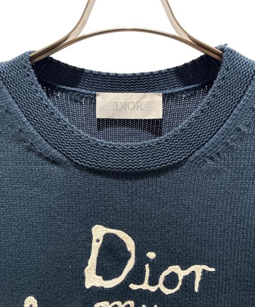 Dior（ディオール）Dior (ディオール) Hylton Nel Front Logo Cotton-Blend Knit Sweater/フロントロゴコットンブレンド ニット/583M618A3003 ネイビー サイズ:XLの古着・服飾アイテム