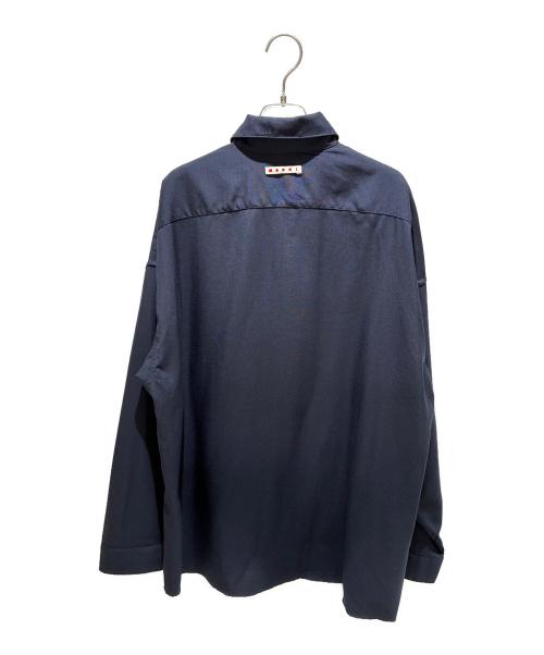 MARNI（マルニ）MARNI (マルニ) ウールトロピカルシャツ ネイビー サイズ:48の古着・服飾アイテム