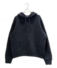 Dior（ディオール）の古着「カナージュニットパーカー/ヘビーウェイトパーカー/ニットパーカー/プルオーバーパーカー」｜ブラック