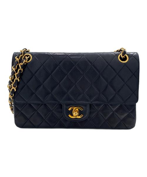 CHANEL（シャネル）CHANEL (シャネル) Matelassé 25 Double Flap Chain Shoulder Bag/マトラッセ25 ダブルフラップチェーンショルダーバック ブラック サイズ:25の古着・服飾アイテム