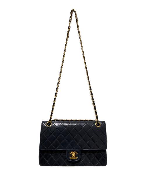 CHANEL（シャネル）CHANEL (シャネル) Matelassé 25 Double Flap Chain Shoulder Bag/マトラッセ25 ダブルフラップチェーンショルダーバック ブラック サイズ:25の古着・服飾アイテム