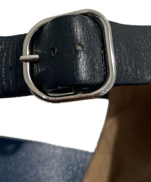 HERMES（エルメス）HERMES (エルメス) アンクルストラップヒールレザーサンダル ネイビー×オリーブ サイズ:37 1/2の古着・服飾アイテム