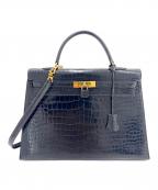 HERMESエルメス）の古着「Kelly 35 Sellier/ケリー35 外縫い/ゴールド金具/ポロサスリセ/ブラック/〇P刻印：1986年製」｜ブラック