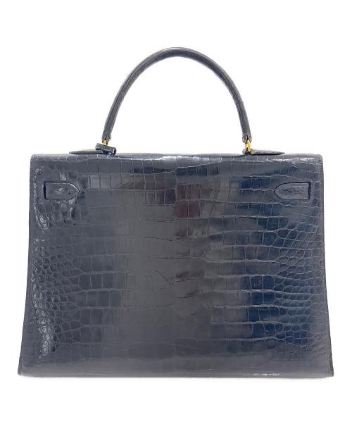 HERMES（エルメス）HERMES (エルメス) Kelly 35 Sellier/ケリー35 外縫い/ゴールド金具/ポロサスリセ/ブラック/〇P刻印：1986年製 ブラック サイズ:35の古着・服飾アイテム