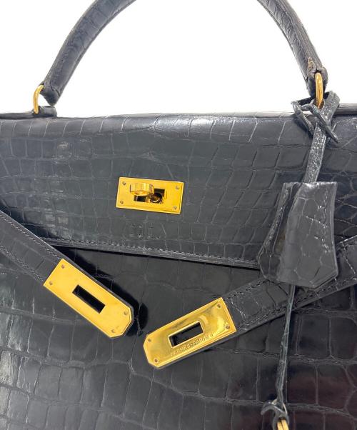 HERMES（エルメス）HERMES (エルメス) Kelly 35 Sellier/ケリー35 外縫い/ゴールド金具/ポロサスリセ/ブラック/〇P刻印：1986年製 ブラック サイズ:35の古着・服飾アイテム