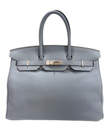 HERMES（エルメス）の古着「バーキン35/Birkin35/トゴ/マットシルバー金具/ブルーグラシエ/X刻印」｜ブルーグラシエ