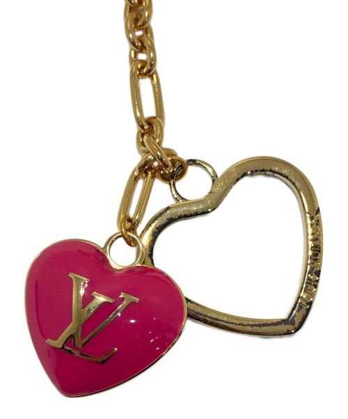 LOUIS VUITTON（ルイ ヴィトン）LOUIS VUITTON (ルイ ヴィトン) Heart Bijou Sac Cool Bag Charm/ハートビジューサック クール バッグチャーム/M65795 ショッキングピンク×ゴールドの古着・服飾アイテム