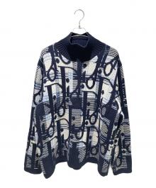 DIOR HOMME（ディオール オム）の古着「オブリーク ハイネックヘビーウェイトニット」｜ネイビー