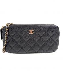 CHANEL（シャネル）の古着「マトラッセ キャビアスキンチェーンウォレット」｜ブラック