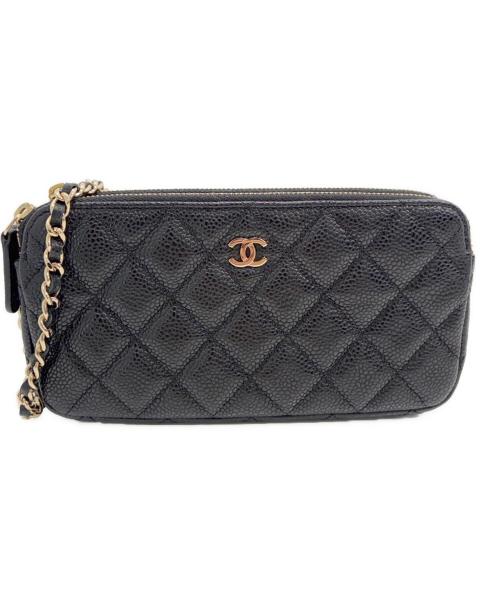 CHANEL（シャネル）CHANEL (シャネル) マトラッセ キャビアスキンチェーンウォレット ブラックの古着・服飾アイテム