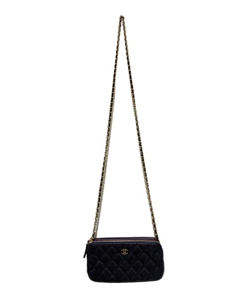 CHANEL（シャネル）CHANEL (シャネル) マトラッセ キャビアスキンチェーンウォレット ブラックの古着・服飾アイテム