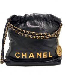CHANEL（シャネル）の古着「シャネル22ミニショルダーバッグ/CHANEL22」｜ブラック×ゴールド金具