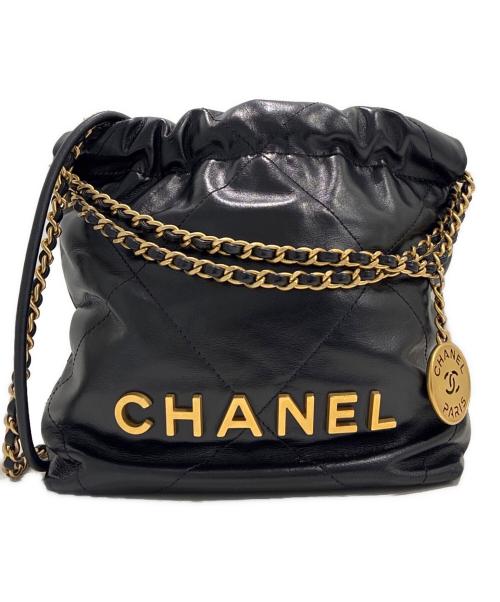 CHANEL（シャネル）CHANEL (シャネル) シャネル22ミニショルダーバッグ/CHANEL22 ブラック×ゴールド金具の古着・服飾アイテム