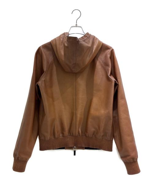 Berluti（ベルルッティ）Berluti (ベルルッティ) Patina Calfskin Zip-Up Hoodie/パティーヌ/カーフレザージップパーカー/R17LBL66KAHX ブラウン サイズ:46の古着・服飾アイテム