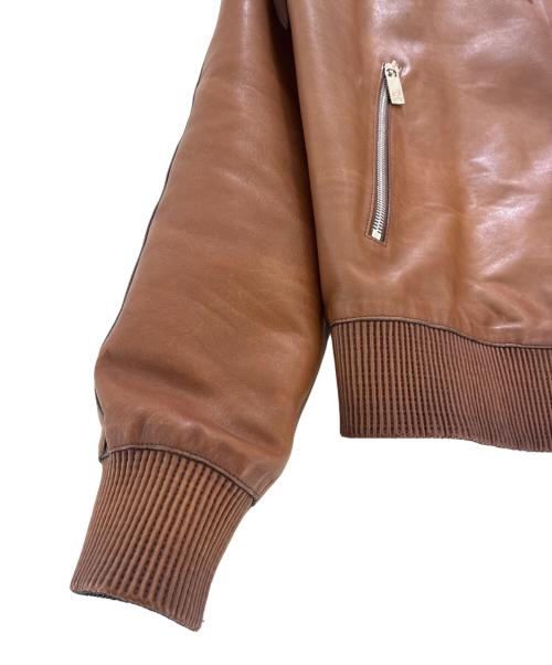 Berluti（ベルルッティ）Berluti (ベルルッティ) Patina Calfskin Zip-Up Hoodie/パティーヌ/カーフレザージップパーカー/R17LBL66KAHX ブラウン サイズ:46の古着・服飾アイテム