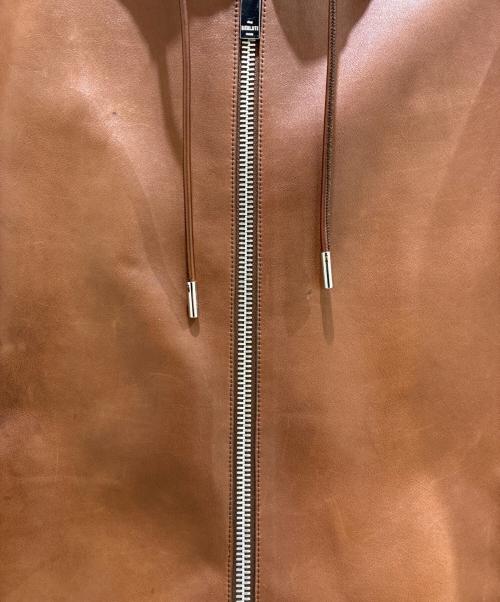 Berluti（ベルルッティ）Berluti (ベルルッティ) Patina Calfskin Zip-Up Hoodie/パティーヌ/カーフレザージップパーカー/R17LBL66KAHX ブラウン サイズ:46の古着・服飾アイテム