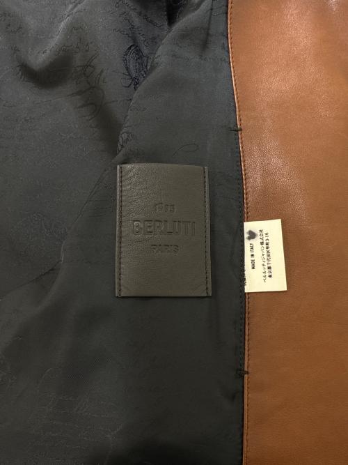 Berluti（ベルルッティ）Berluti (ベルルッティ) Patina Calfskin Zip-Up Hoodie/パティーヌ/カーフレザージップパーカー/R17LBL66KAHX ブラウン サイズ:46の古着・服飾アイテム
