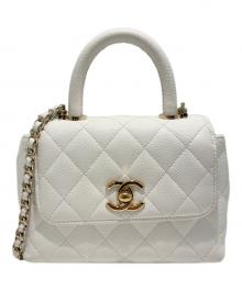 CHANEL（シャネル）の古着「ココハンドル ミニショルダーバッグ/CHANEL Coco Handle Extra Mini Chain Clutch」｜ホワイト