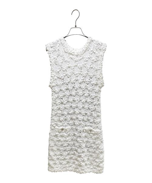 CHANEL（シャネル）CHANEL (シャネル) Dress with sleeveless inner layer/ノースリーブインナー付ワンピース/P79132K11416 ホワイト サイズ:36の古着・服飾アイテム