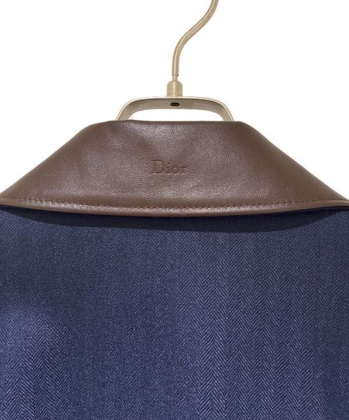 Dior（ディオール）Dior (ディオール) レザーカラーブルゾンジャケット/Colored leather blouson jacket/693C215A0133 C450 ネイビー サイズ:52の古着・服飾アイテム