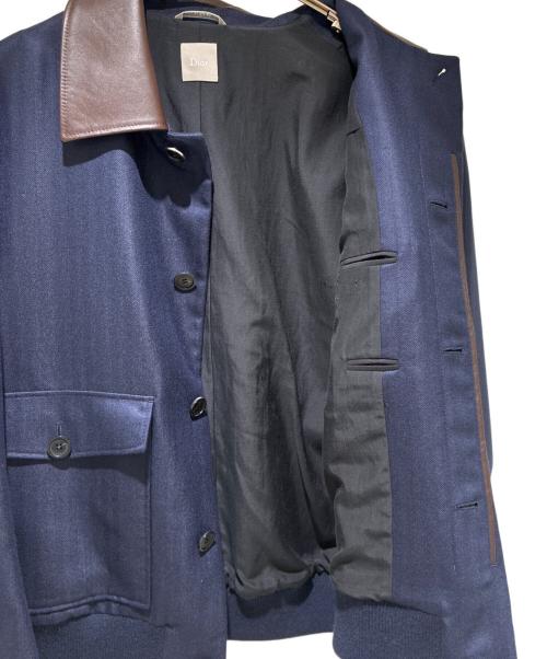 Dior（ディオール）Dior (ディオール) レザーカラーブルゾンジャケット/Colored leather blouson jacket/693C215A0133 C450 ネイビー サイズ:52の古着・服飾アイテム