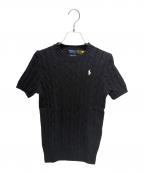RALPH LAURENラルフローレン）の古着「コットンショートスリーブセーター」｜ブラック