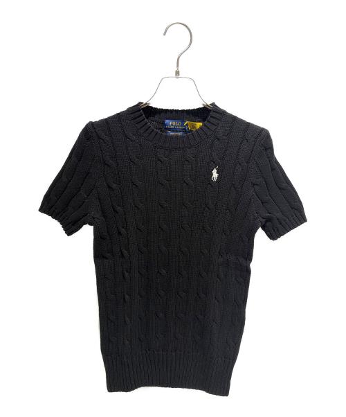 RALPH LAUREN（ラルフローレン）RALPH LAUREN (ラルフローレン) コットンショートスリーブセーター ブラック サイズ:Sの古着・服飾アイテム