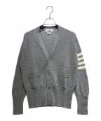 Thom Browneトムブラウン）の古着「Classic Cashmere 4-Bar V-Neck Cardigan/クラシック カシミヤ 4-BAR Vネック カーディガン/MKC001A-00011」｜ライトグレー