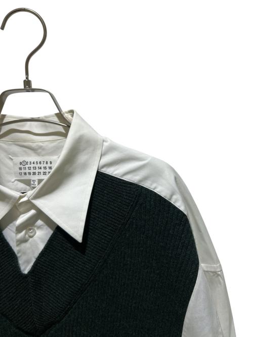 Maison Margiela（メゾンマルジェラ）Maison Margiela (メゾンマルジェラ) 長袖ニットシャツドレス Spliced/S51DL0381 S43001 ホワイト×グリーン サイズ:XXSの古着・服飾アイテム